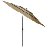 3-poziomowy parasol na aluminiowym słupku, kolor taupe, 3 m
