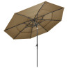3-poziomowy parasol na aluminiowym słupku, kolor taupe, 3 m