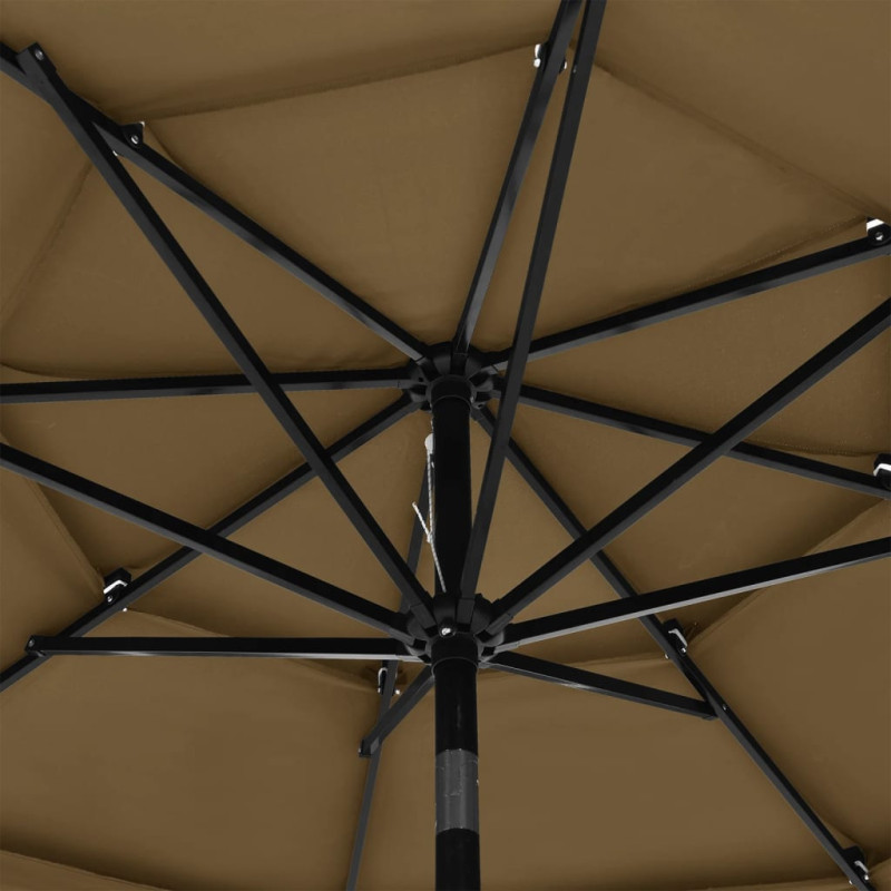 3-poziomowy parasol na aluminiowym słupku, kolor taupe, 3 m