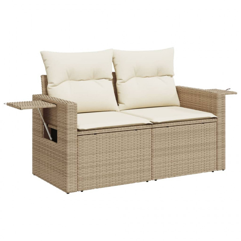 8-cz. zestaw mebli ogrodowych z poduszkami, beżowy, polirattan