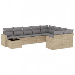 10-cz. zestaw mebli ogrodowych z poduszkami, beżowy, polirattan