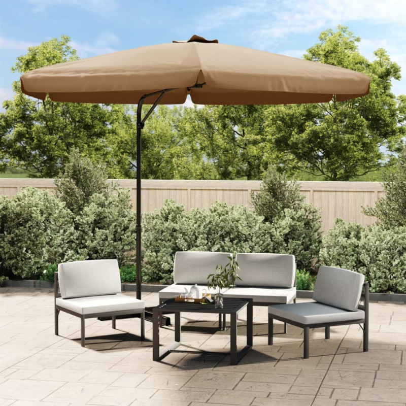 Parasol ogrodowy na stalowym słupku, 300 cm, taupe