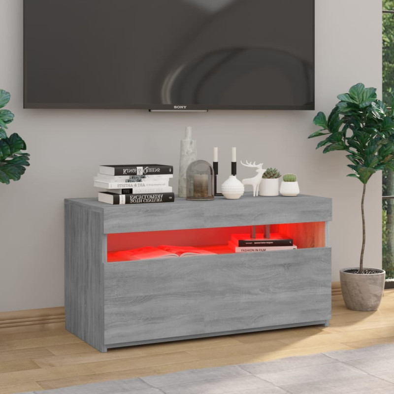 Szafka pod TV z oświetleniem LED, szary dąb sonoma, 75x35x40 cm