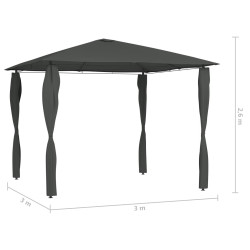 Altana z pokryciem słupków 3x3x2,6 m, antracytowa, 160 g/m²