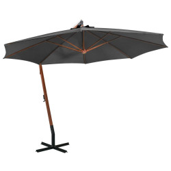 Parasol ogrodowy wiszący, jodłowy słupek, antracyt, 3,5x2,9 m