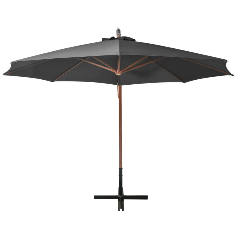 Parasol ogrodowy wiszący, jodłowy słupek, antracyt, 3,5x2,9 m