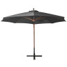 Parasol ogrodowy wiszący, jodłowy słupek, antracyt, 3,5x2,9 m