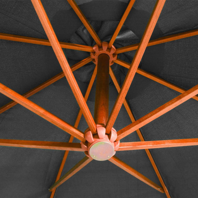 Parasol ogrodowy wiszący, jodłowy słupek, antracyt, 3,5x2,9 m