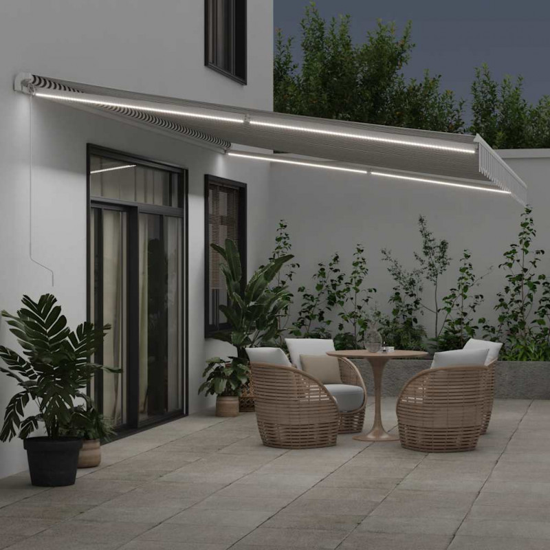 Ręcznie zwijana markiza z LED, antracytowo-biała, 600x300 cm