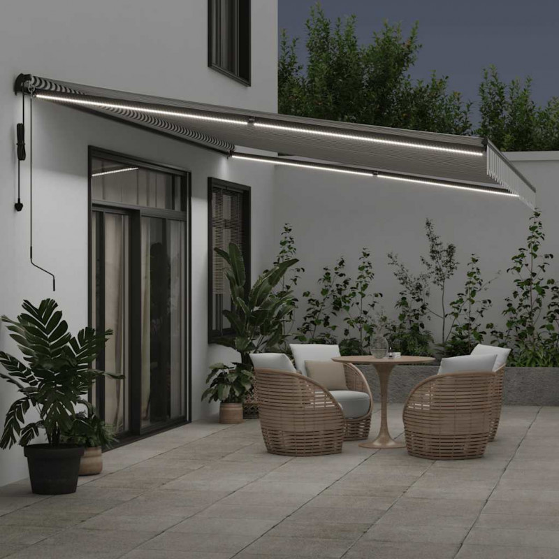 Automatyczna markiza z LED, antracytowo-biała, 600x300 cm