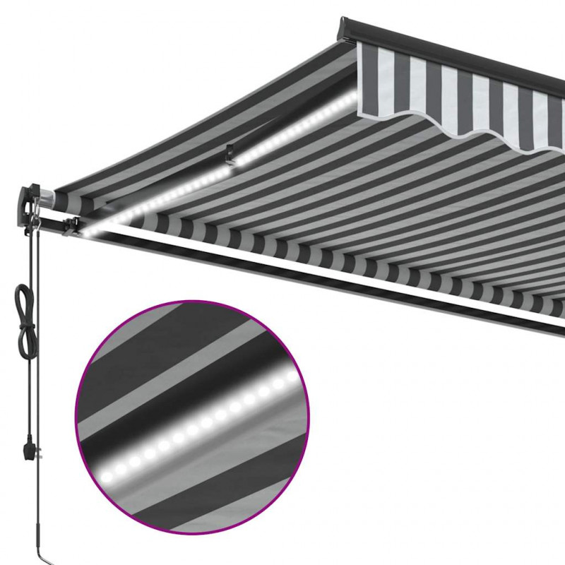 Automatyczna markiza z LED, antracytowo-biała, 600x300 cm