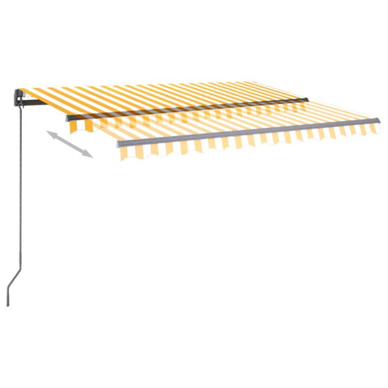 Ręcznie zwijana markiza z LED, 3x2,5 m, żółto-biała