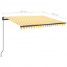 Ręcznie zwijana markiza z LED, 3x2,5 m, żółto-biała