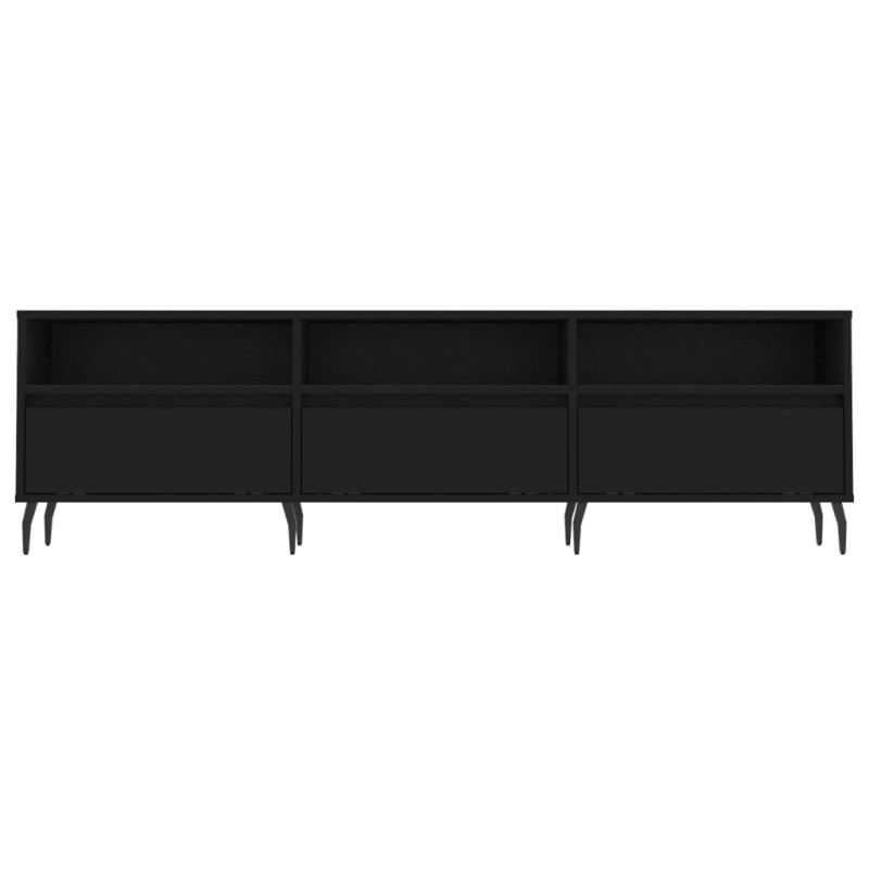 Szafka pod TV, czarna, 150x30x44,5 cm, materiał drewnopochodny