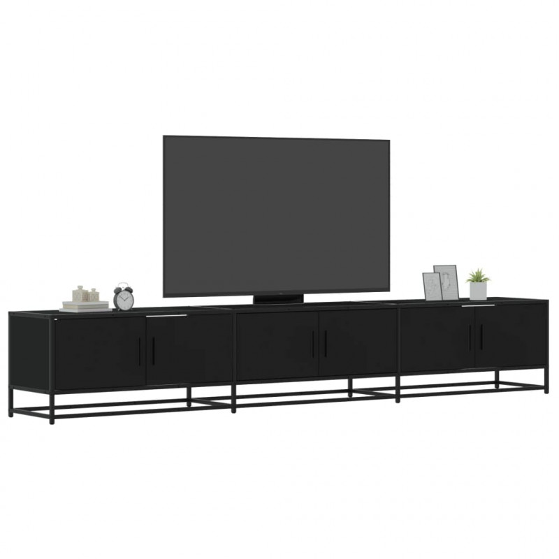 Szafka pod TV, czarna, 240x35x41 cm, materiał drewnopochodny