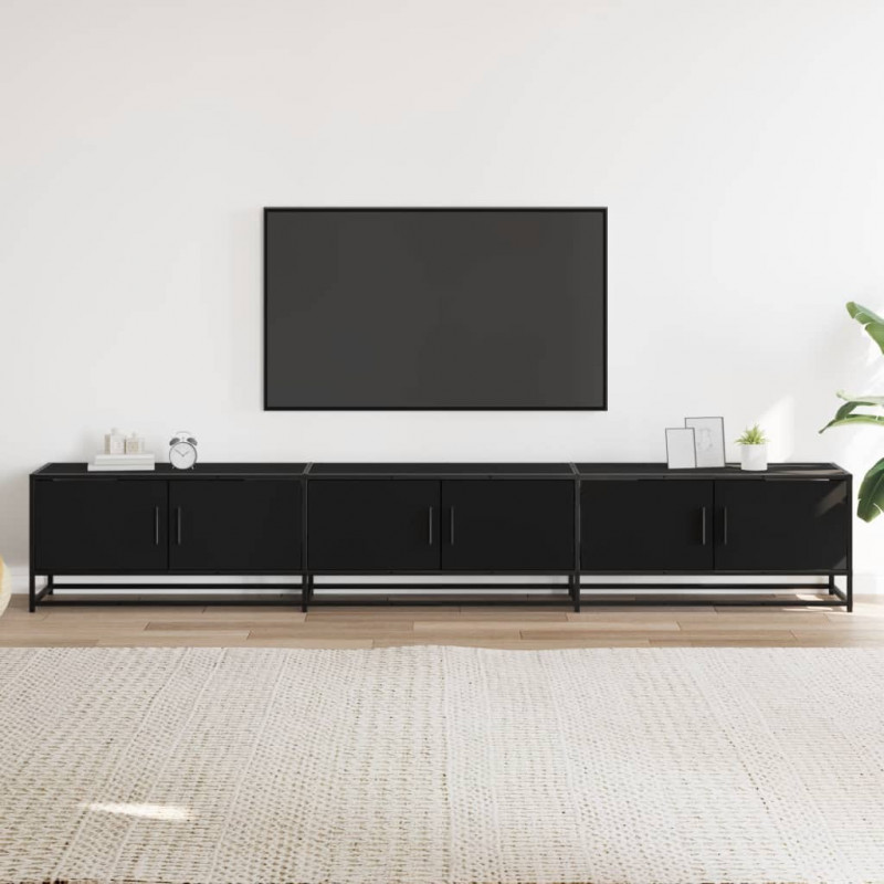 Szafka pod TV, czarna, 240x35x41 cm, materiał drewnopochodny