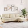 3-osobowa sofa z podnóżkiem, kremowa, 210 cm, tkaniną