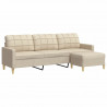 3-osobowa sofa z podnóżkiem, kremowa, 210 cm, tkaniną