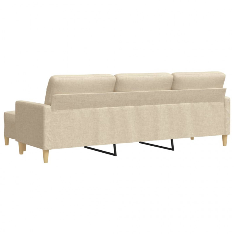 3-osobowa sofa z podnóżkiem, kremowa, 210 cm, tkaniną