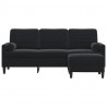3-osobowa sofa z podnóżkiem, czarna, 180 cm, aksamit