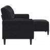 3-osobowa sofa z podnóżkiem, czarna, 180 cm, aksamit