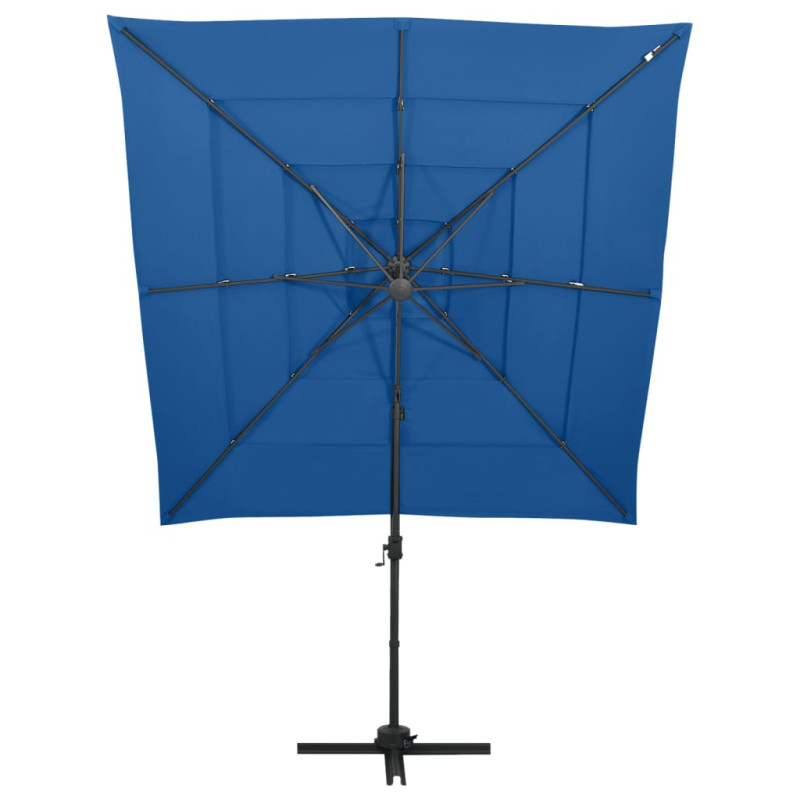 4-poziomowy parasol na aluminiowym słupku, niebieski 250x250 cm