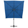 4-poziomowy parasol na aluminiowym słupku, niebieski 250x250 cm