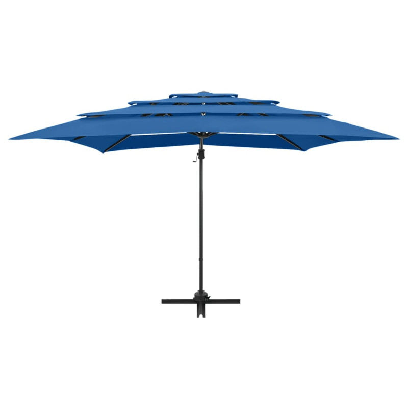4-poziomowy parasol na aluminiowym słupku, niebieski 250x250 cm