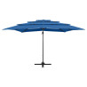 4-poziomowy parasol na aluminiowym słupku, niebieski 250x250 cm