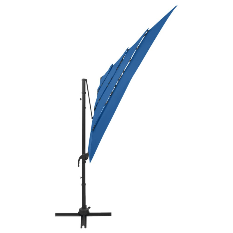 4-poziomowy parasol na aluminiowym słupku, niebieski 250x250 cm