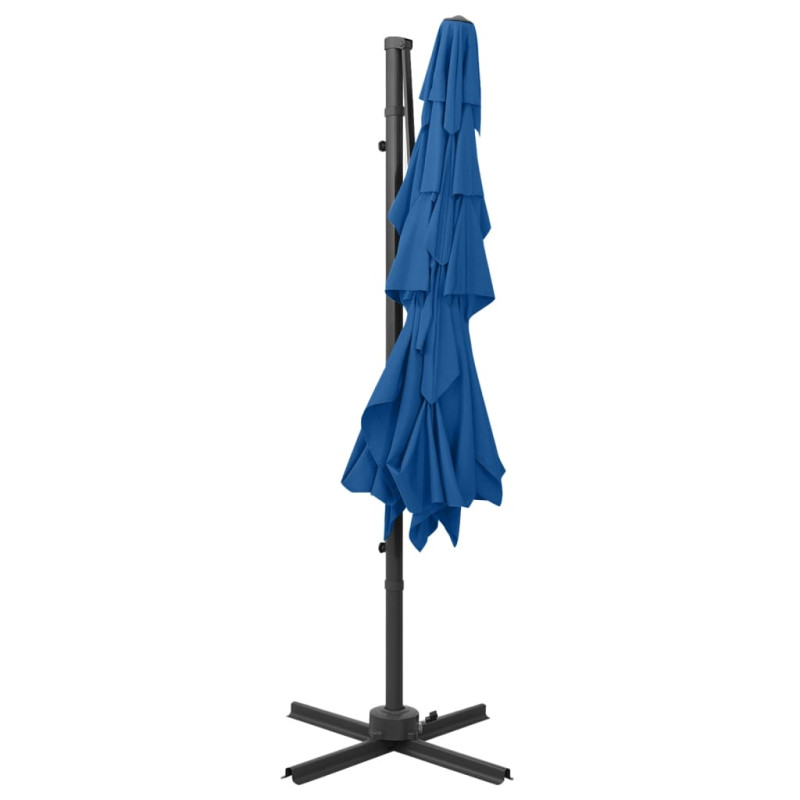 4-poziomowy parasol na aluminiowym słupku, niebieski 250x250 cm