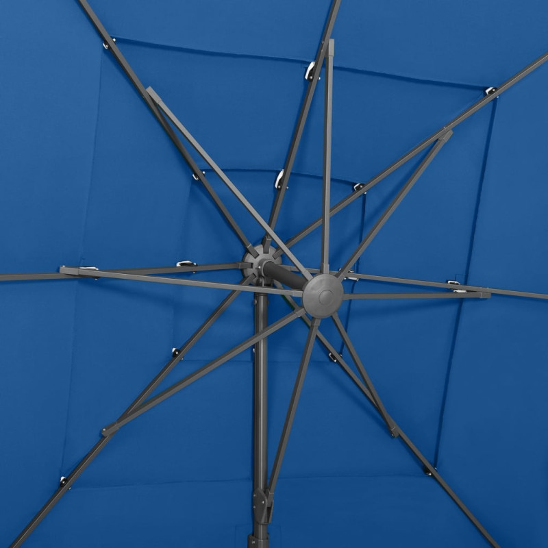 4-poziomowy parasol na aluminiowym słupku, niebieski 250x250 cm