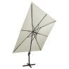 Parasol wiszący z lampkami LED i słupkiem, 300 cm, piaskowy