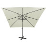 Parasol wiszący z lampkami LED i słupkiem, 300 cm, piaskowy