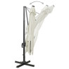 Parasol wiszący z lampkami LED i słupkiem, 300 cm, piaskowy