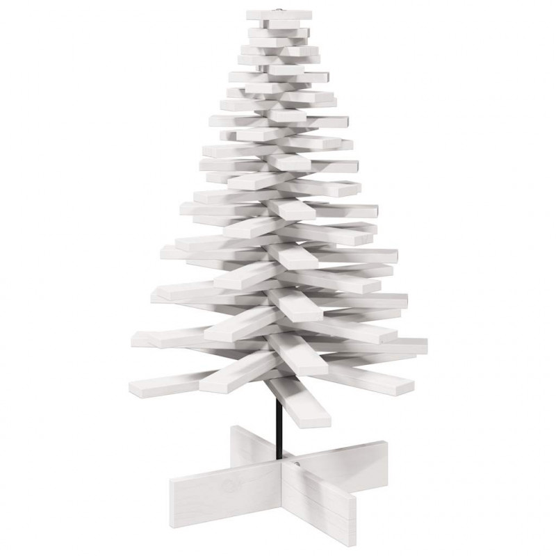 Drewniana choinka do udekorowania, biała, 100 cm, sosnowa