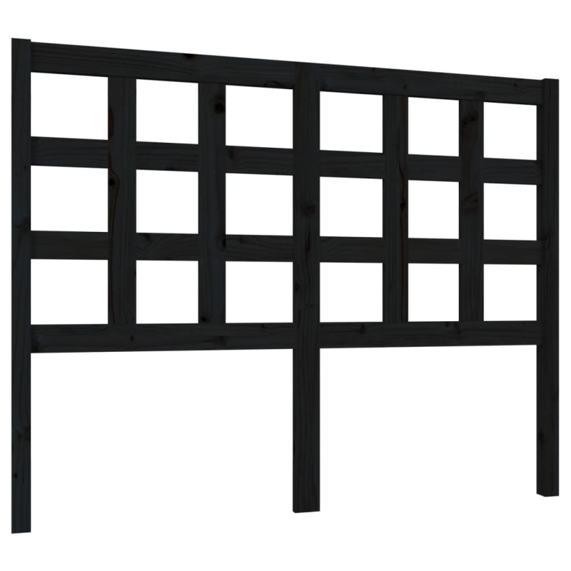 Wezgłowie łóżka, czarne, 125,5x4x100 cm, lite drewno sosnowe