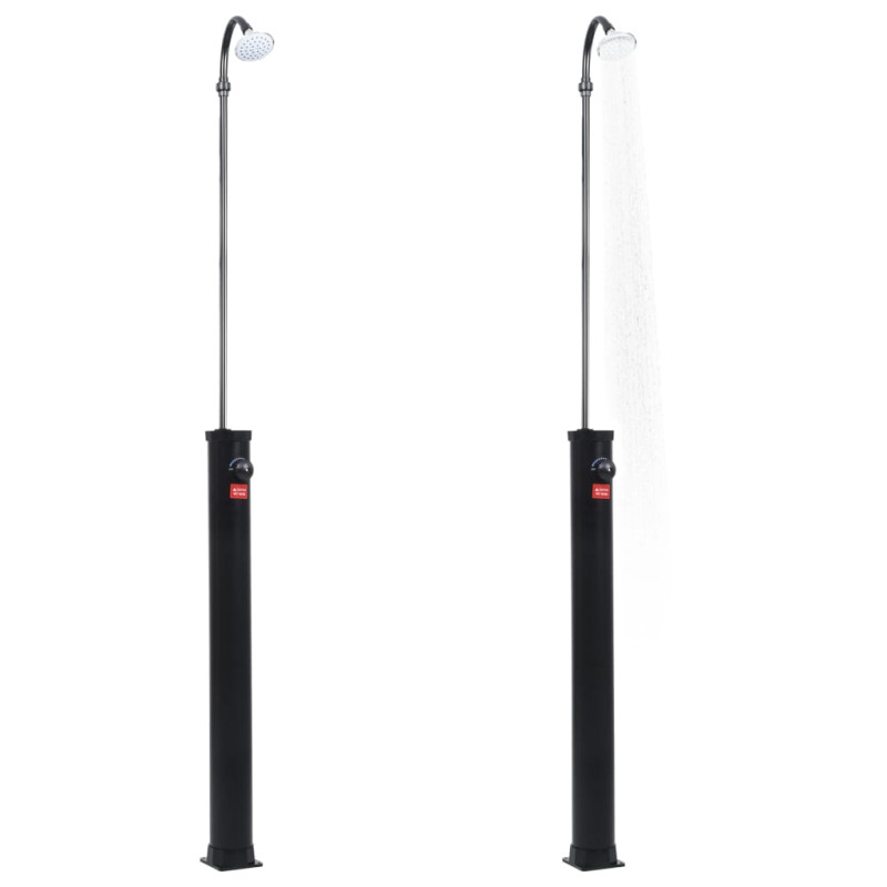 Ogrodowy prysznic solarny, czarny, 215 cm, 8 L
