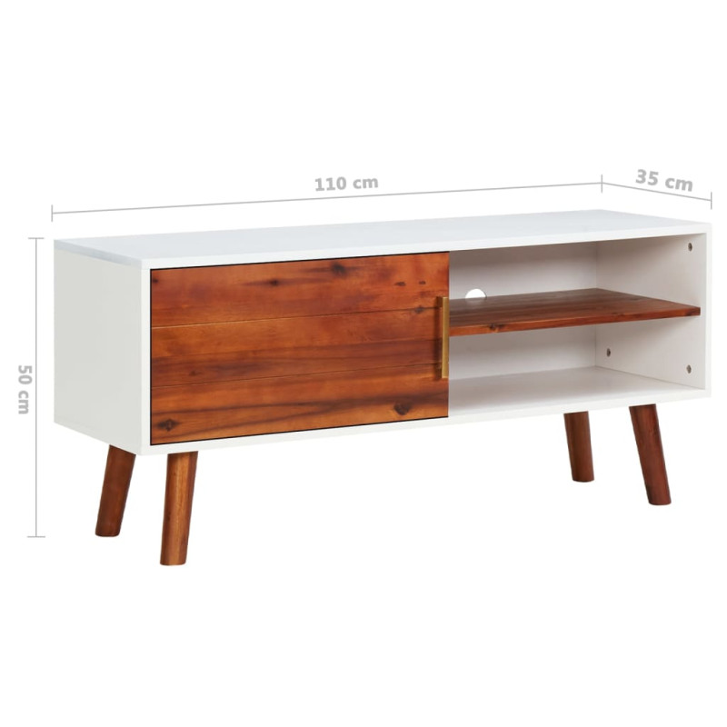 Szafka pod TV, 110x35x50 cm, lite drewno akacjowe i MDF