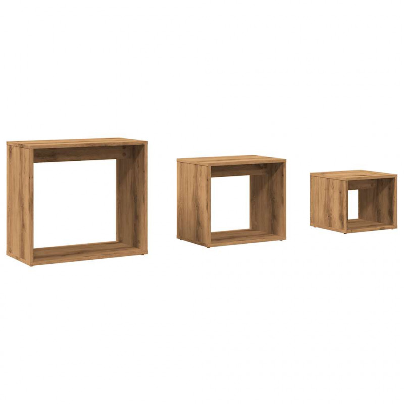 Stoliki wsuwane pod siebie, 3 szt., kolor dąb artisan