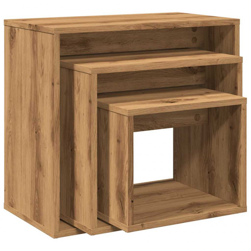 Stoliki wsuwane pod siebie, 3 szt., kolor dąb artisan