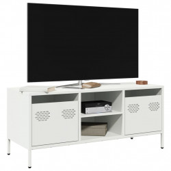 Szafka RTV, biała, 101,5x39x43,5 cm, stal walcowana na zimno