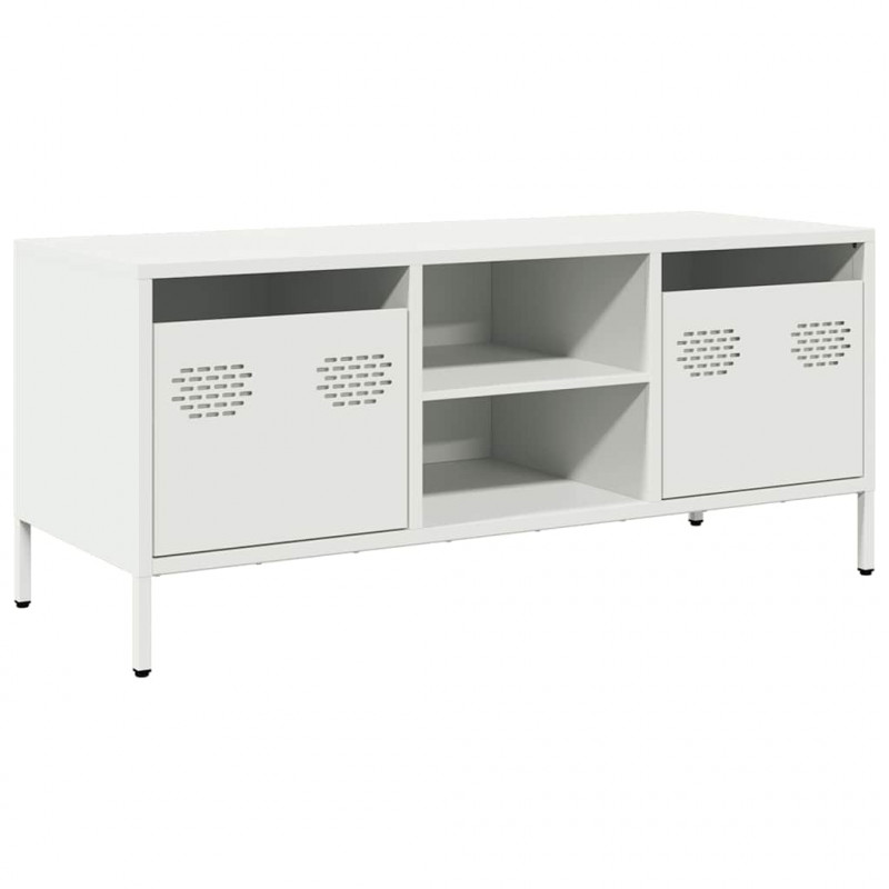Szafka RTV, biała, 101,5x39x43,5 cm, stal walcowana na zimno