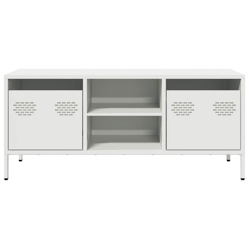 Szafka RTV, biała, 101,5x39x43,5 cm, stal walcowana na zimno