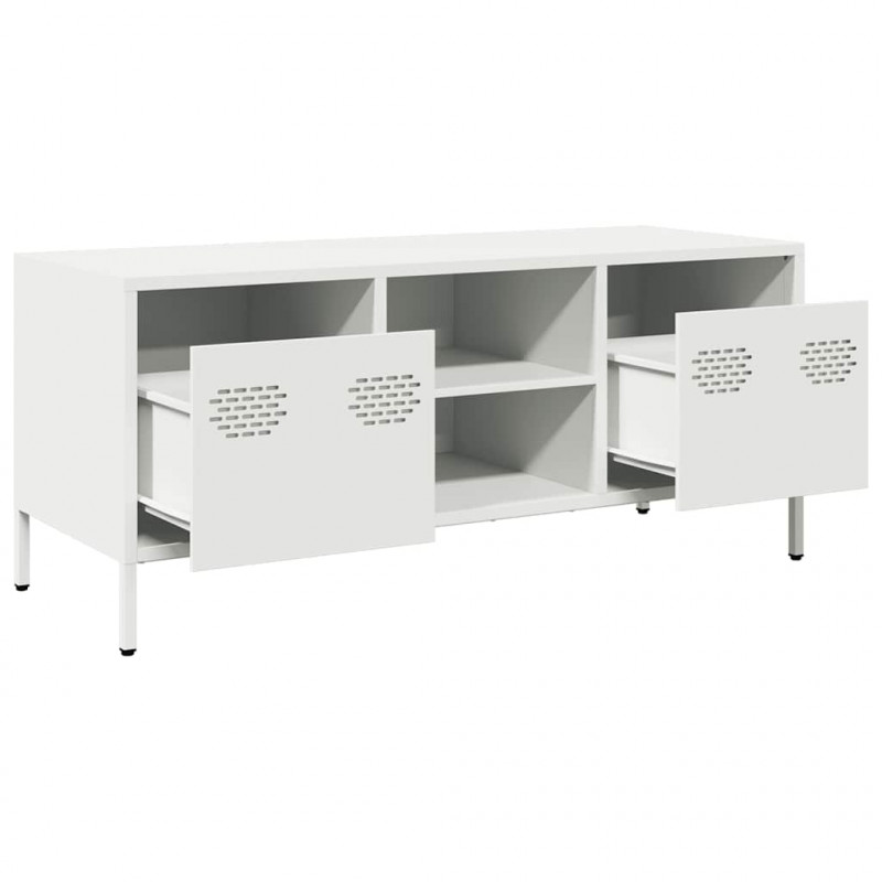 Szafka RTV, biała, 101,5x39x43,5 cm, stal walcowana na zimno