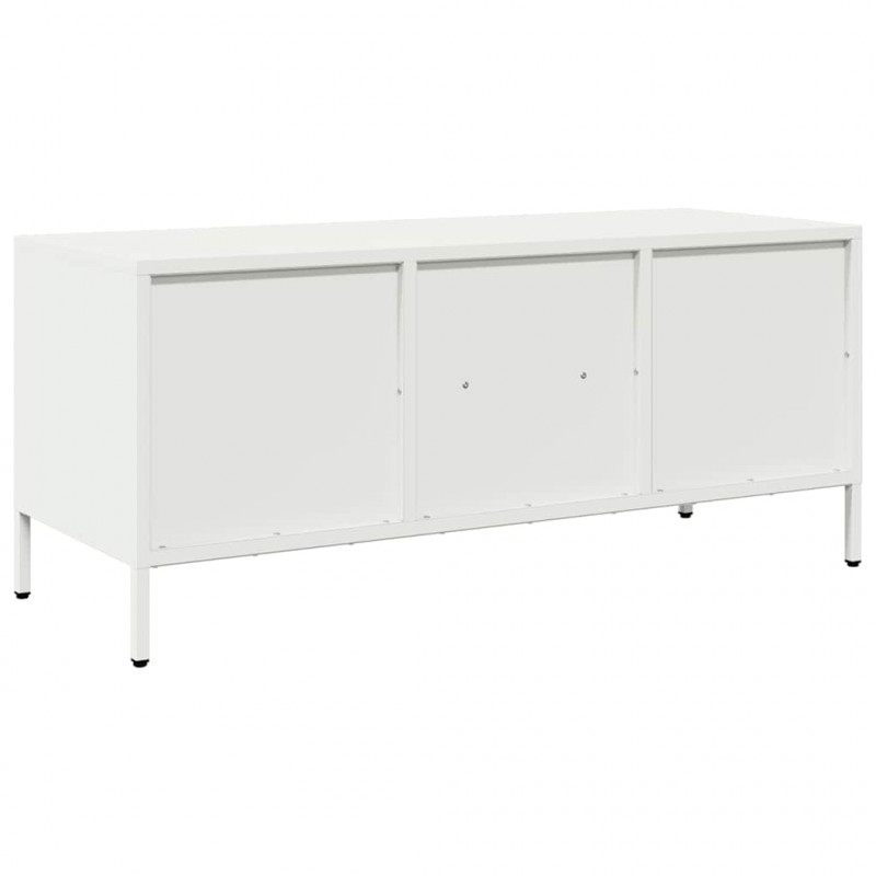 Szafka RTV, biała, 101,5x39x43,5 cm, stal walcowana na zimno