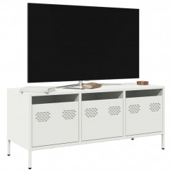 Szafka RTV, biała, 101,5x39x43,5 cm, stal walcowana na zimno