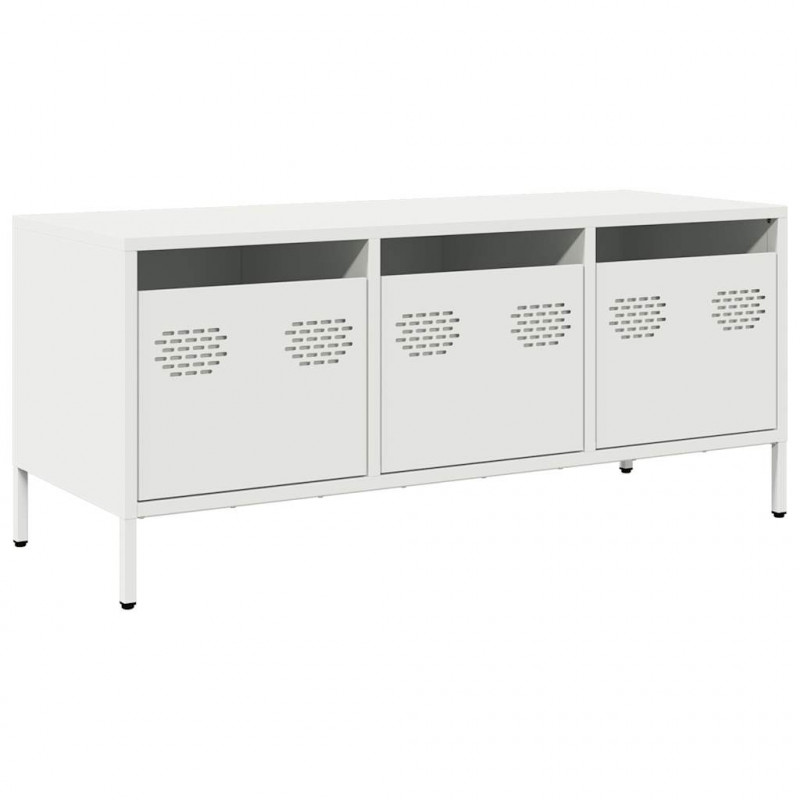 Szafka RTV, biała, 101,5x39x43,5 cm, stal walcowana na zimno
