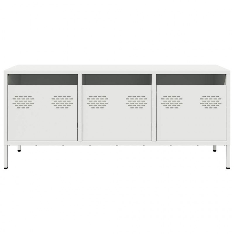 Szafka RTV, biała, 101,5x39x43,5 cm, stal walcowana na zimno