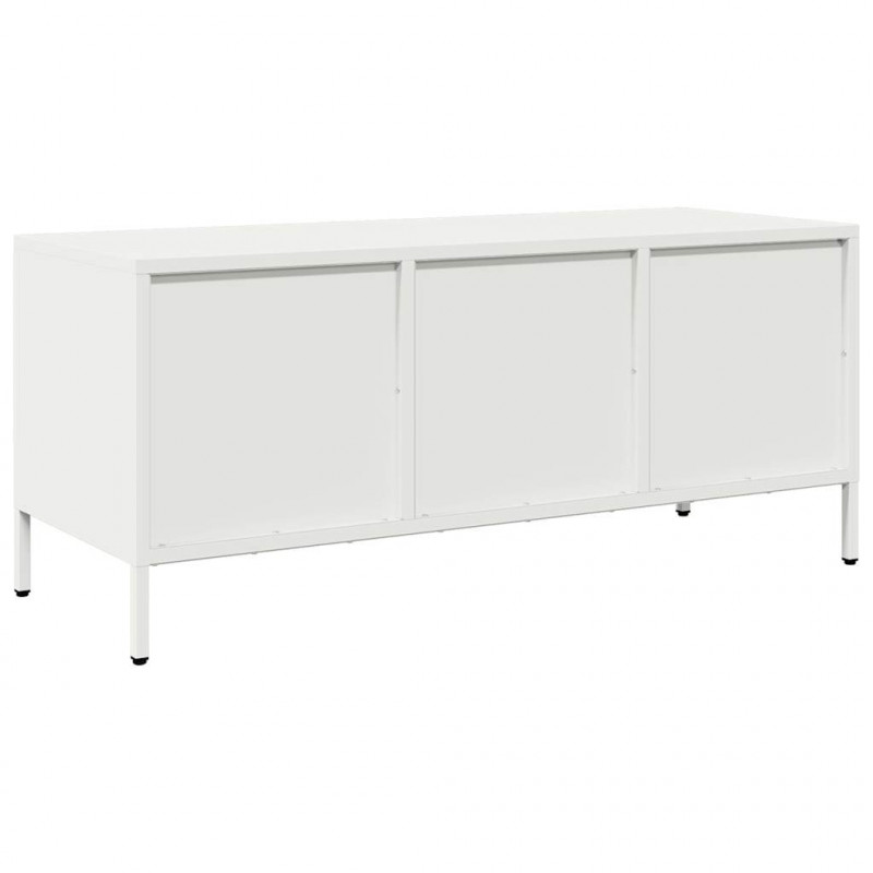 Szafka RTV, biała, 101,5x39x43,5 cm, stal walcowana na zimno